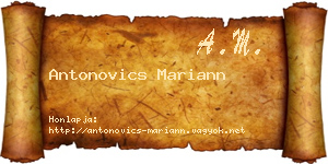 Antonovics Mariann névjegykártya