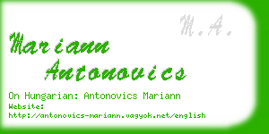 mariann antonovics business card